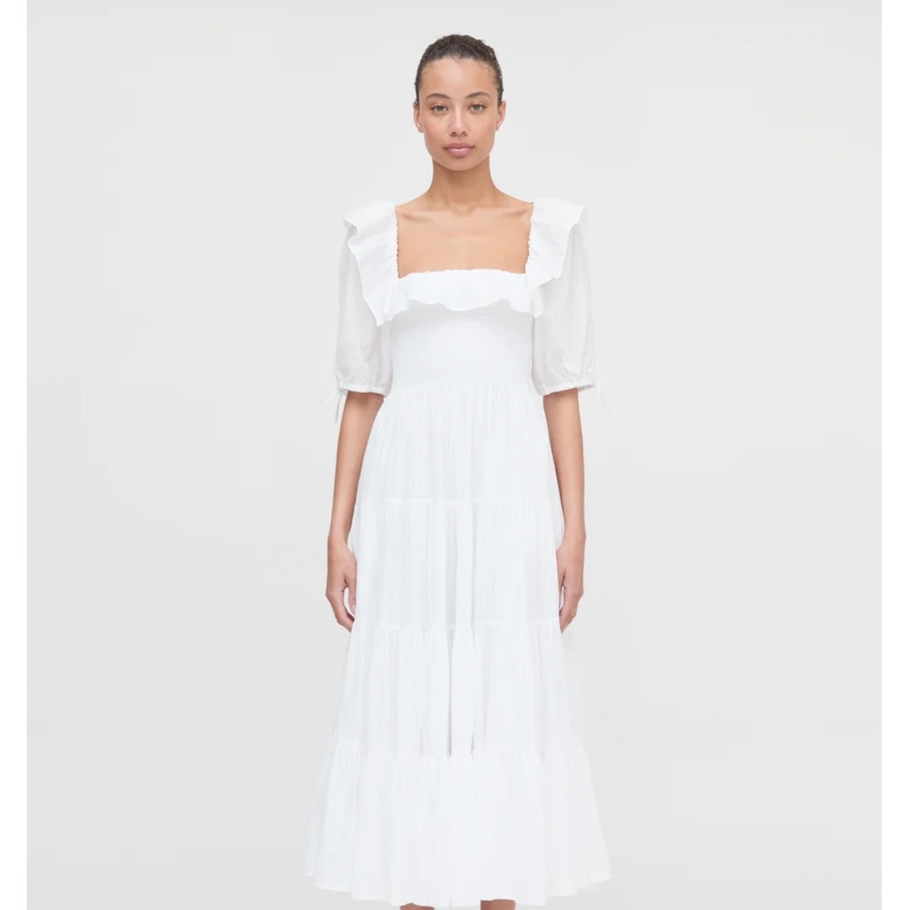 NWT Hill House Home Corinne Midi Dress size medium white shadow stripe